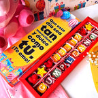 🌻🌹🍫 1 Girasol + Frase de chocolate + Stitch Rosa 20 cm